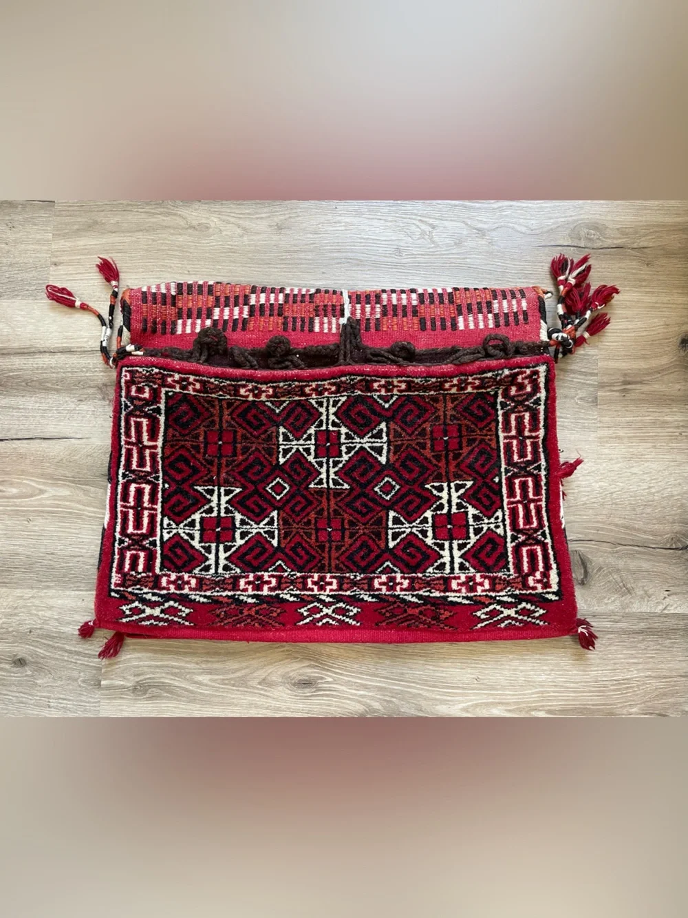 19th - early 20th Century Turkmen Khorjin Tribal Saddlebag  Amazing Condition